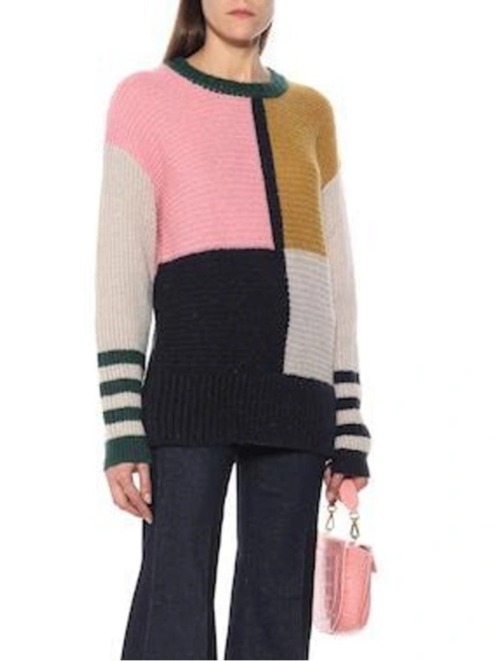 Alexa Chung Dora Colorblock Oversized Mohair Blend Sweater Size S